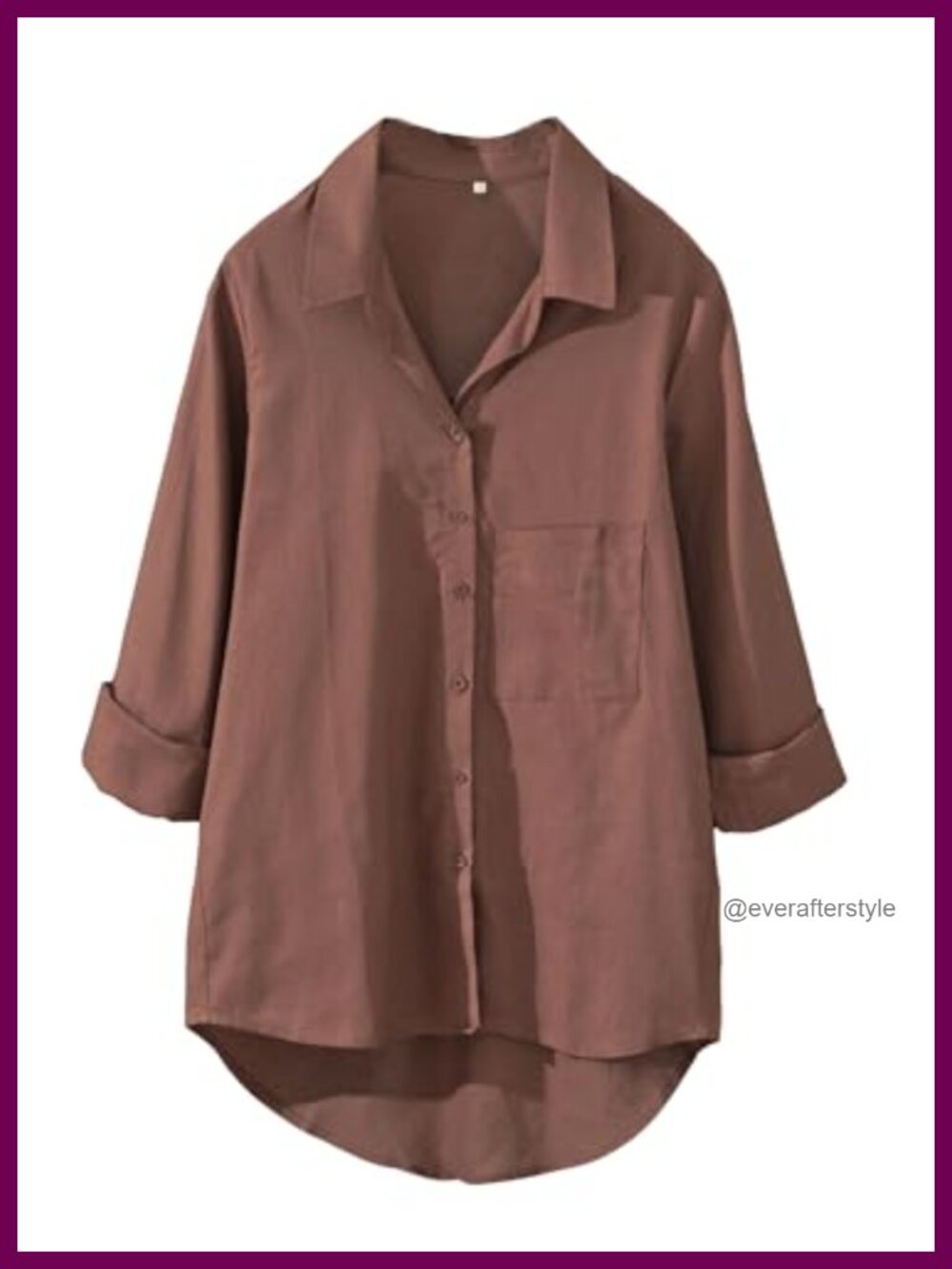 Cotton Linen Button Down Blouse V-Neck Long Sleeve High Low Tunic Top